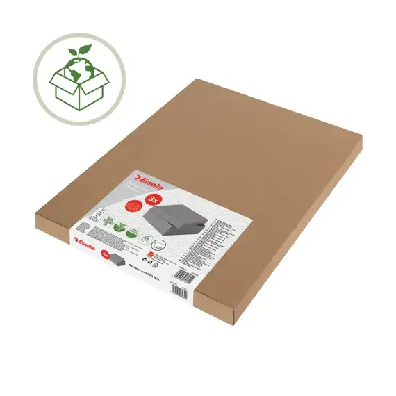 Set 3 cutii depozitare 360 x 320 x 310 mm cu capac, ESSELTE Recycle Gri - 4- Roveli