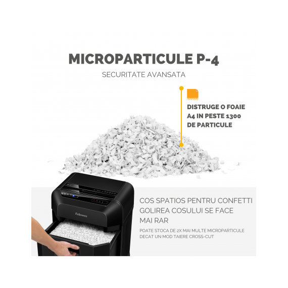 Distrugator documente hibrid, 90 coli, Micro-Cut, FELLOWES 90M - 6- Roveli