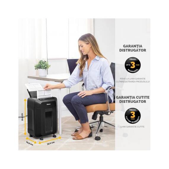 Distrugator documente hibrid, 90 coli, Micro-Cut, FELLOWES 90M - 3- Roveli