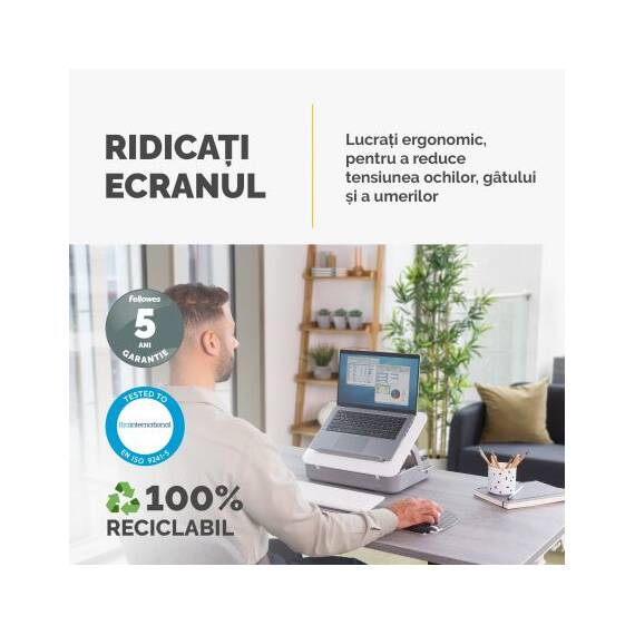 Geanta laptop cu suport ergonomic, FELLOWES Breyta, alba - 8- Roveli