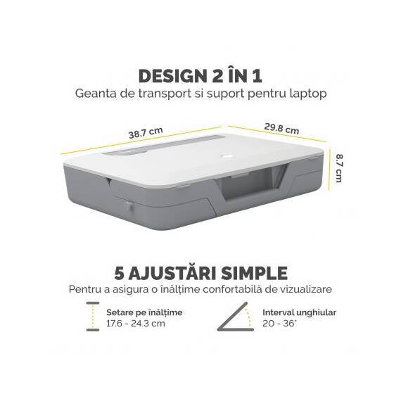 Geanta laptop cu suport ergonomic, FELLOWES Breyta, alba - 4- Roveli