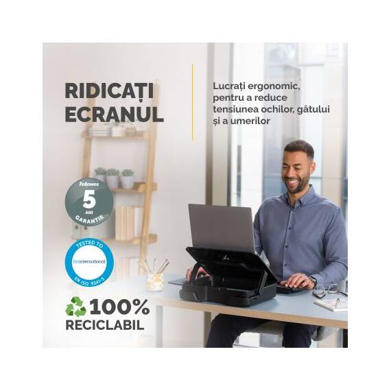 Geanta laptop cu suport ergonomic, FELLOWES Breyta, negru - 8- Roveli