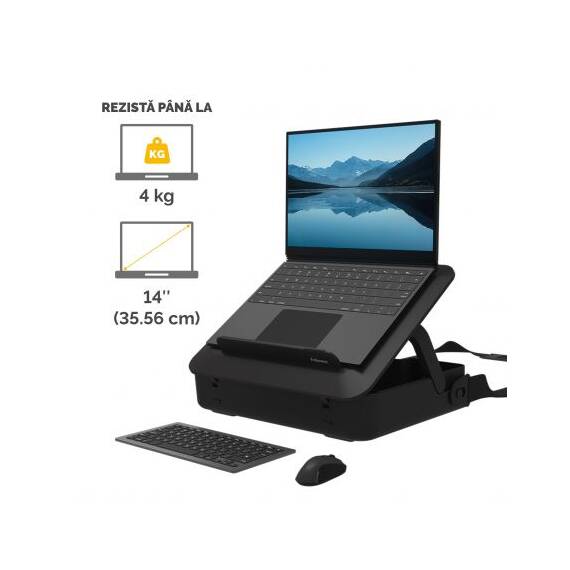 Geanta laptop cu suport ergonomic, FELLOWES Breyta, negru - 2- Roveli