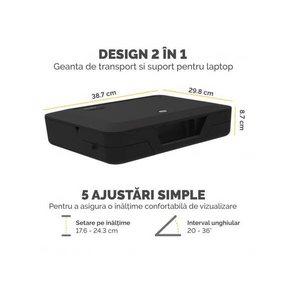 Geanta laptop cu suport ergonomic, FELLOWES Breyta, negru - 3- Roveli