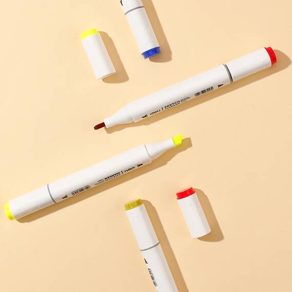 Set sketch marker cu 2 capete, 60 culori/set, DELI Color Emotion - 7- Roveli