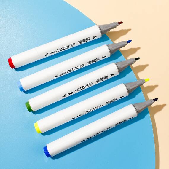 Set sketch marker cu 2 capete, 60 culori/set, DELI Color Emotion - 6- Roveli