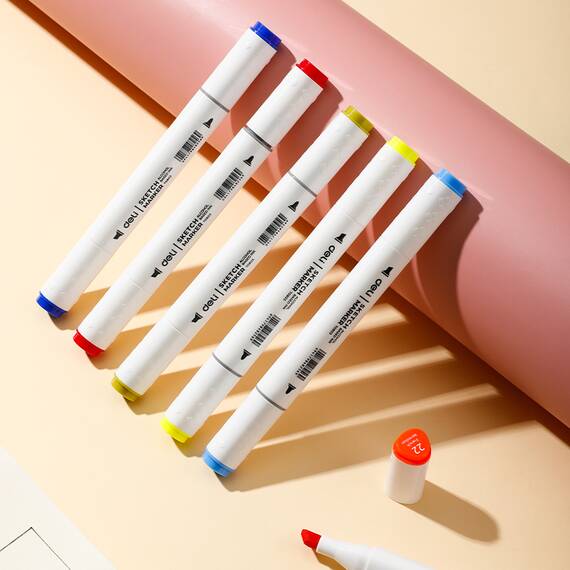 Set sketch marker cu 2 capete, 60 culori/set, DELI Color Emotion - 4- Roveli