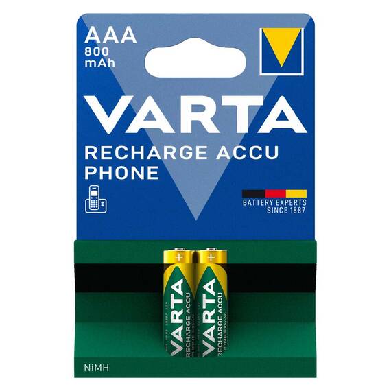 Acumulatori telefon VARTA 1.2V AAA LR3 Ni-MH, 2 buc/blister, 800mAh, preincarcati - - Roveli