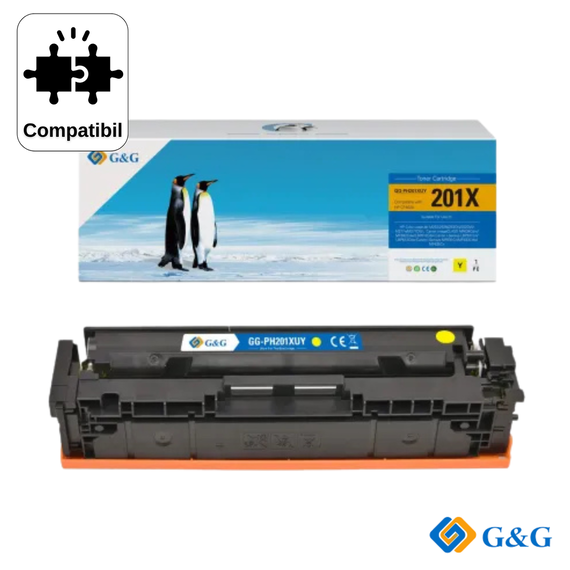 Cartus toner compatibil G&G Yellow CF402X 201X, pentru HP LaserJet Pro M252, 2.300 pagini - - Roveli