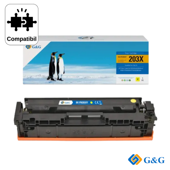 Cartus toner compatibil G&G Yellow CF542X 203X, pentru HP LaserJet Pro M254, 2.500 pagini - - Roveli