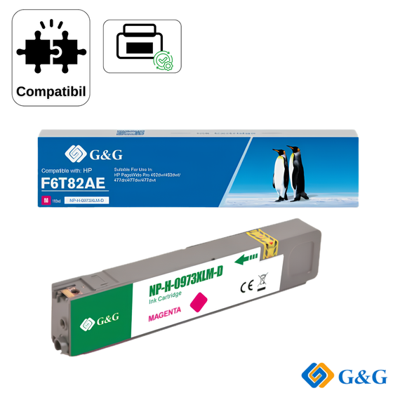 Cartus inkjet remanufacturat G&G Magenta 973X F6T82AE Anti Update, pentru HP PageWide Pro 452dw, 7.000 pagini - - Roveli