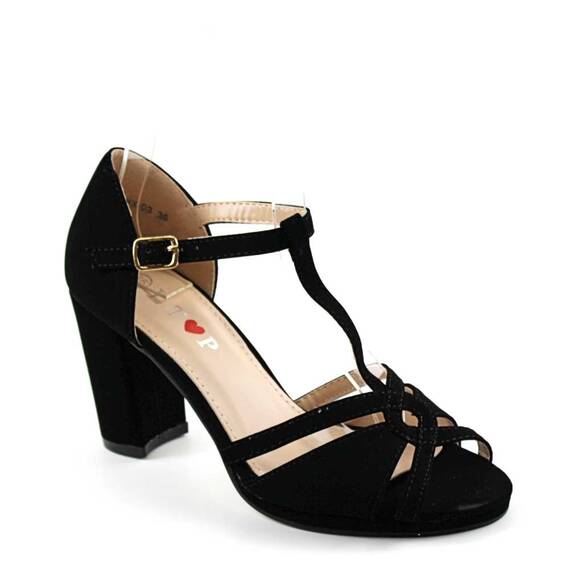 Sandale elegante de dama , cu toc inalt WX03-BLACK - 3- Roveli