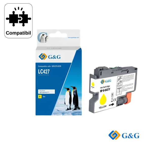 Cartus inkjet compatibil G&G Yellow LC427Y, pentru Brother MFC‑J5955Dw, 1.500 pagini - - Roveli
