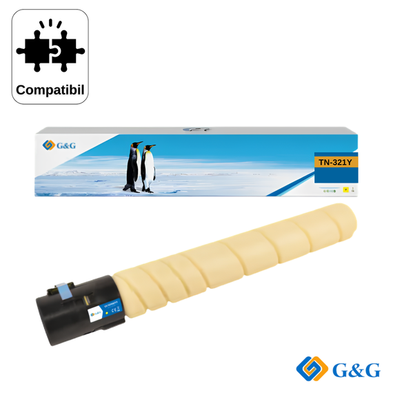 Cartus toner remanufacturat G&G Yellow TN-321Y, pentru Konica Minolta Bizhub C224E, 25.000 pagini - - Roveli