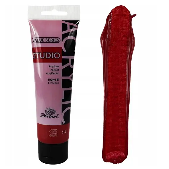 Culoare acrilica, 100 ml, PHOENIX Studio Value Series, Culoare (230): Rosu Crimson - 2- Roveli