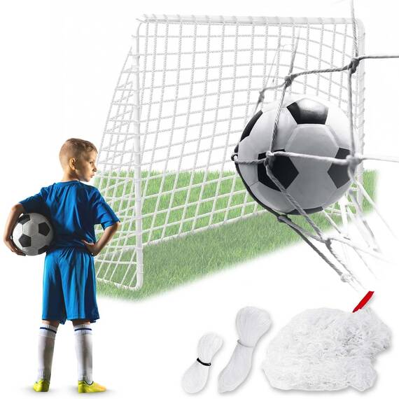 Plasa poarta fotbal Neo-Sport, 300 x 200 x 90 cm, polietilena, rezistenta UV exterior, cabluri montaj incluse, alba - 3- Roveli