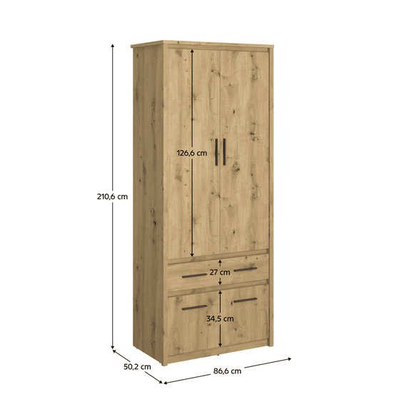 Dulap 4D1S/50, stejar Artisan, AIRON - 7- Roveli