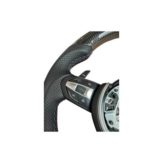Volan sport piele si carbon  compatibil cu modelele BMW Seria 1 F20,F21 Seria 2 F22,F23,F45,F87 Seria 3 F30,F31,F34 Seria 4 F32,F33,F36,F82,F83 X5 - F15 X3 - F25 Cod: OCH-10 - 3- Roveli