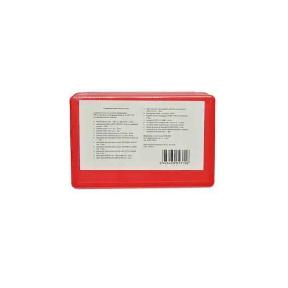 Trusa medicala prim ajutor in cutie de plastic culoare Rosie - 2- Roveli
