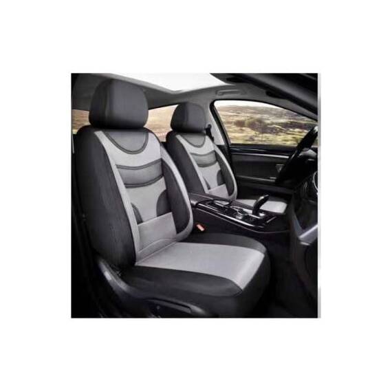 Huse Auto Universale 11 Piese fractionate Negru cu Gri Compatibile Scaune Fata si Spate  Cod: HNG1321-2 - 2- Roveli