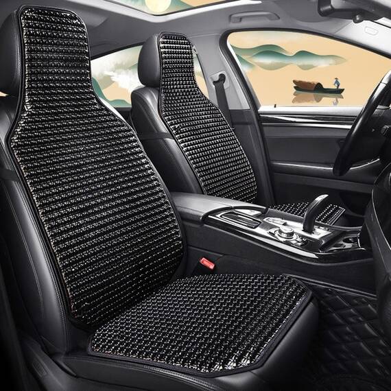 Husa Premium pentru scaun auto cu bile de masaj din lemn, dimensiune 122 x 42 cm, culoare Negru - - Roveli