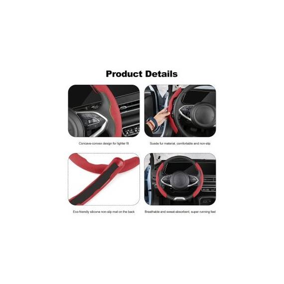 Set ornamente volan auto alcantara diverse culori universale Cod: FS-1201 / FS-1202 / FS-1203 - 2- Roveli