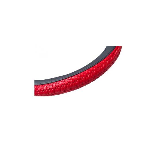 Husa volan auto  imitatie piele impletita marime M negru rosu Cod: FX98 - 2- Roveli