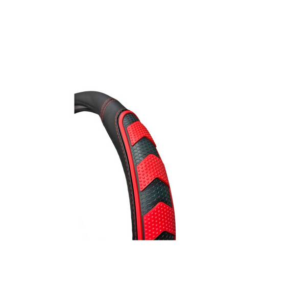 Husa volan auto imitatie piele si silicon rosu marime M Cod: WK-1405 - 4- Roveli