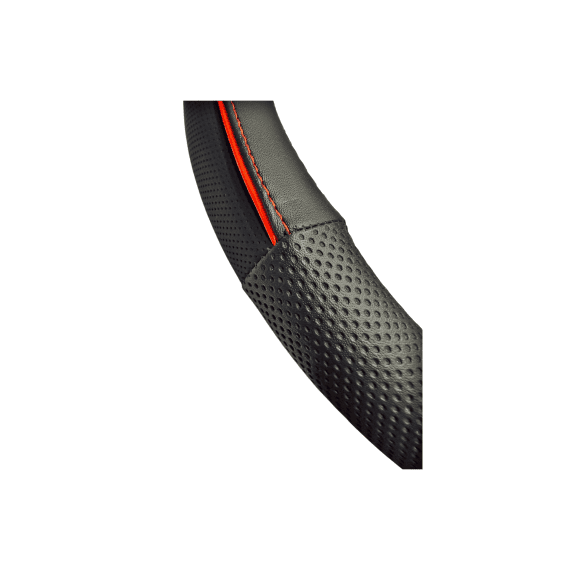 Husa volan auto premium imitatie piele M 38 cm negru cu linie rosie Cod: WPU02B - - Roveli