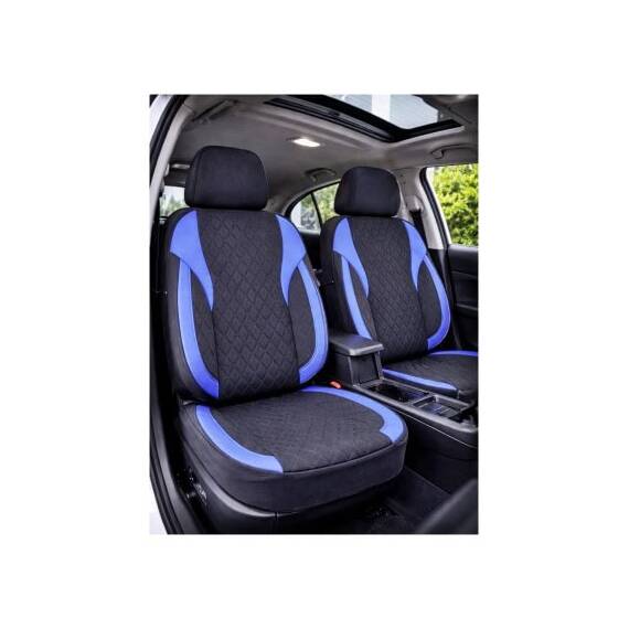 Huse scaune auto universale XL fractionate Premium compatibile SUV si Limuzine negru albastru Cod: HNG2504-2 - - Roveli