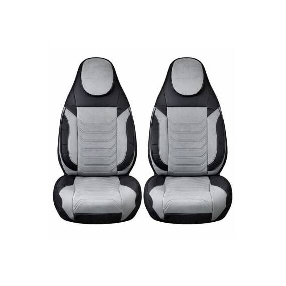 Huse scaune auto universale fractionate Premium cu tetiera fata incorporata negru cu gri Cod: HNG-C509-2 - 5- Roveli