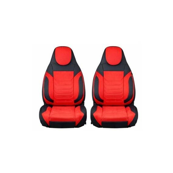 Huse scaune auto universale fractionate Premium cu tetiera fata incorporata negru cu rosu  Cod: HNG-C509-3 - 2- Roveli
