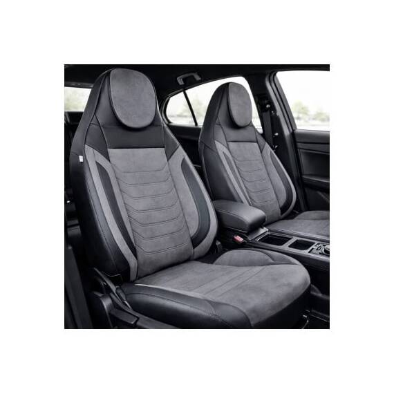 Huse scaune auto universale fractionate Premium cu tetiera fata incorporata negru cu gri Cod: HNG-C509-2 - - Roveli