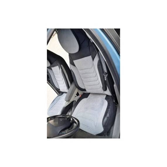 Huse scaune auto universale fractionate Premium cu tetiera fata incorporata negru cu gri Cod: HNG-C509-2 - 2- Roveli