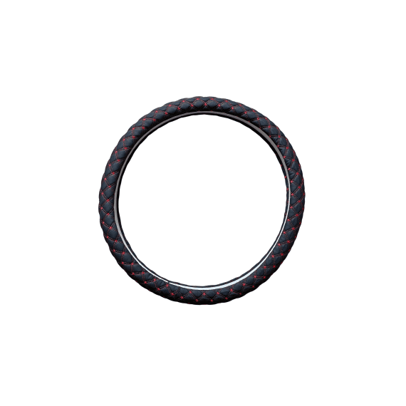 Husa volan imitatie piele marime M negru cu cusatura rosie Cod: C203 - - Roveli