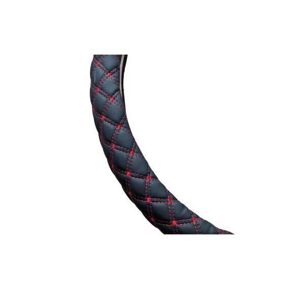 Husa volan imitatie piele marime M negru cu cusatura rosie Cod: C203 - 2- Roveli