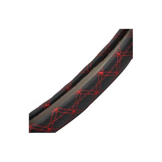 Husa volan imitatie piele marime M negru cu cusatura rosie Cod: C203 - 4- Roveli