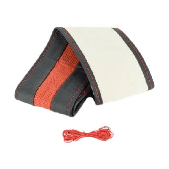 Husa volan piele cu ac si ata rosie, marimea M. COD: K101 - 2- Roveli