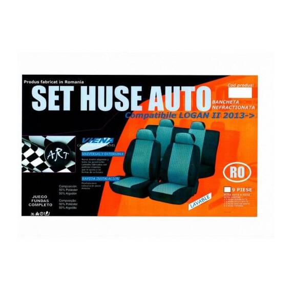 Husa auto compatibile Logan I 2004 - 2012 din 9 piese imitatie pile  NEFRACTIONATE. Calitate Premium - - Roveli