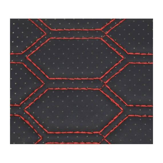 Huse auto compatibile Logan III  CONFORT 2020->  hexagon cu gaurele negru/cusatura rosie - - Roveli