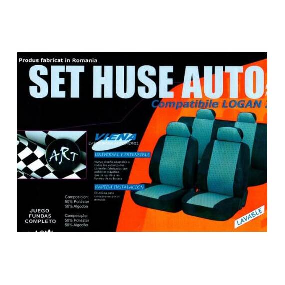 Huse auto compatibile Logan III  CONFORT 2020->  hexagon cu gaurele negru/cusatura rosie - 2- Roveli