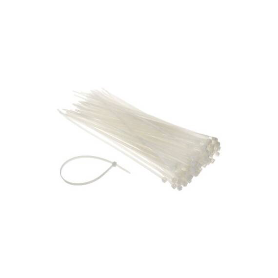 Set 100 coliere plastic albe 4.8x250 mm - - Roveli