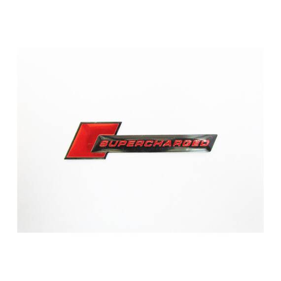 Emblema  " Supercharged "culoare Rosu  Cod:TS-105 - - Roveli