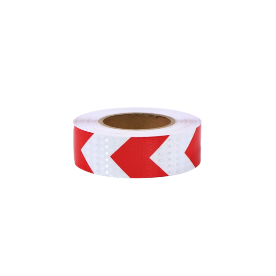 Banda reflectorizanta culoare Alba sageata Rosie  5cmx25m Cod: 06R/W - 2- Roveli