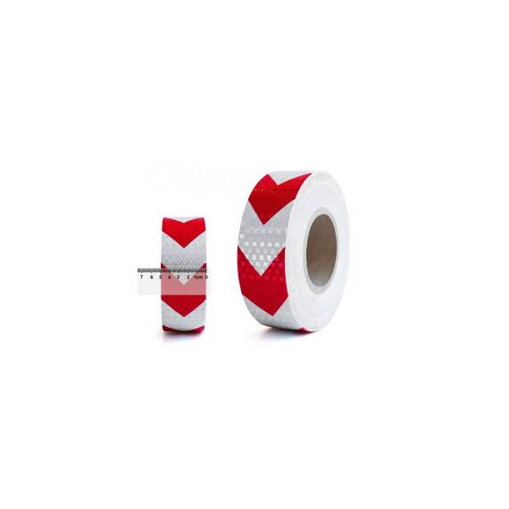 Banda reflectorizanta culoare Alba sageata Rosie  5cmx25m Cod: 06R/W - - Roveli