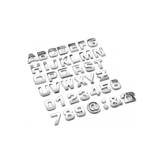 Ornament plastic auto cromat litere, cifre si semne 3D   - 2- Roveli