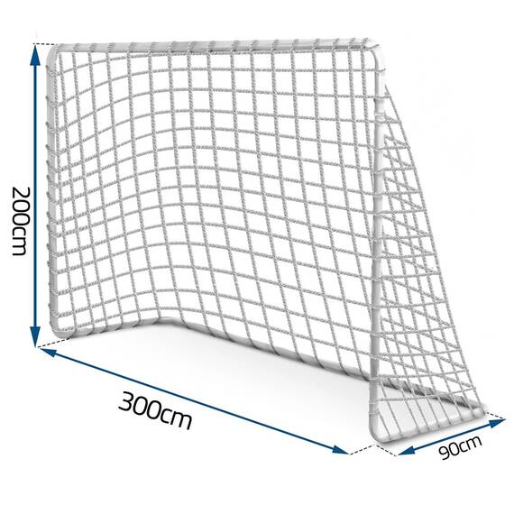 Plasa poarta fotbal Neo-Sport, 300 x 200 x 90 cm, polietilena, rezistenta UV exterior, cabluri montaj incluse, alba - 2- Roveli