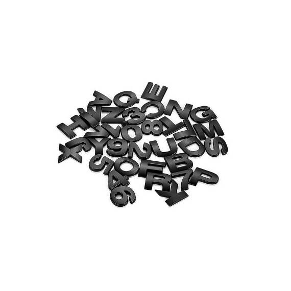 Ornament plastic auto negru mat litere si cifre 3D Cod: AL1526 - 5- Roveli