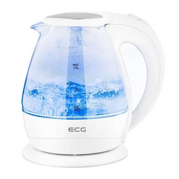 Cana electrica fierbator din sticla ECG RK 1520 , 2200 W, 1.5 L, lumina albastra de fundal - - Roveli
