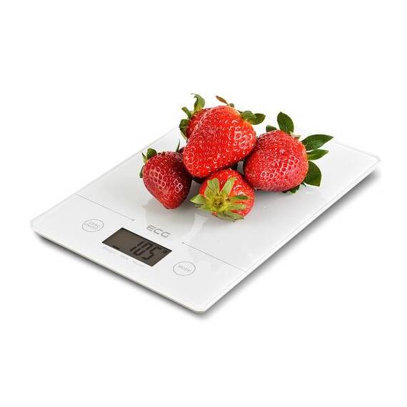 Cantar de bucatarie ECG KV 117 SLIM, alb, 5 kg, precizie 1g, TARA, afisaj LCD, sticla securizata 3mm - - Roveli